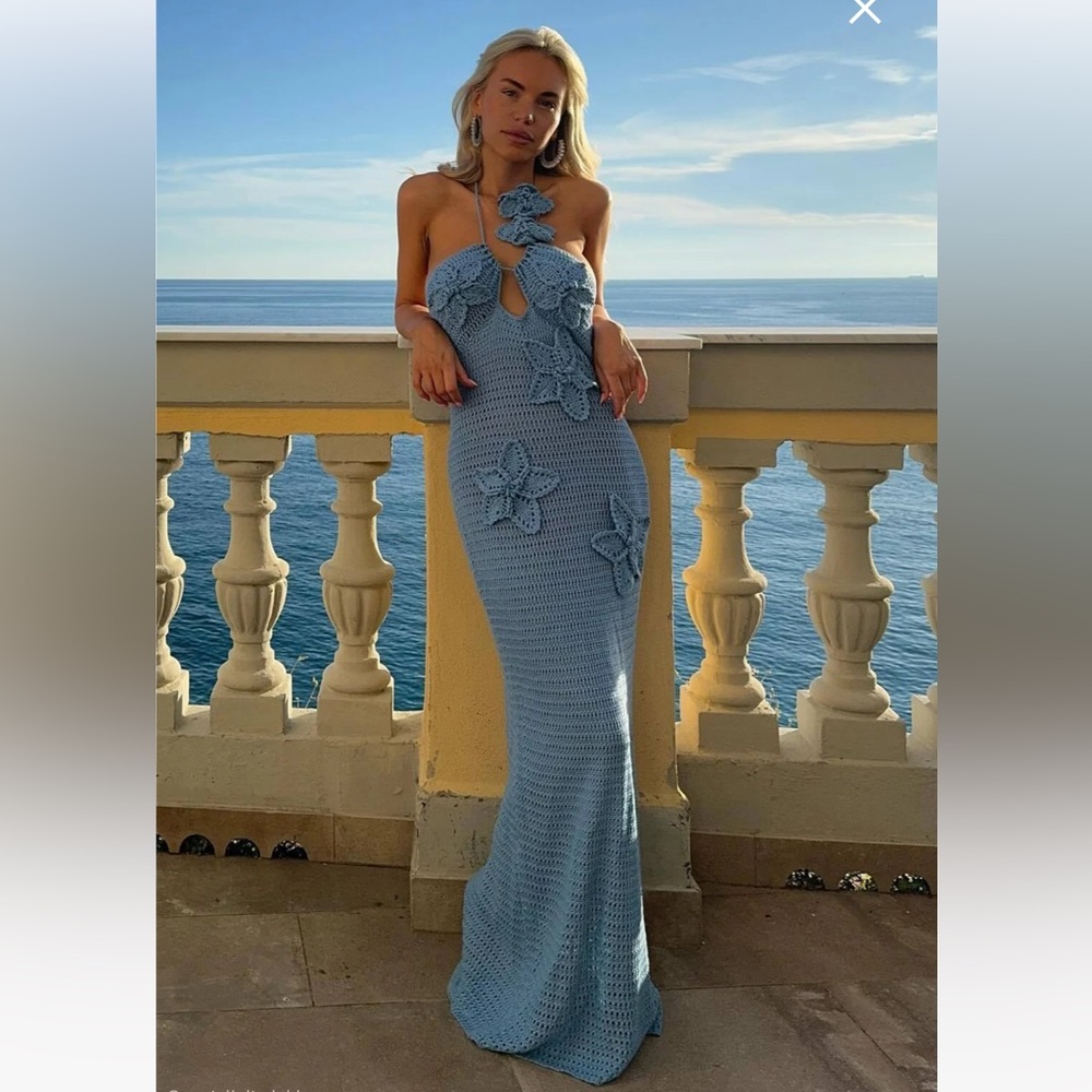 Meshki KYLA Floral Crochet Maxi Dress